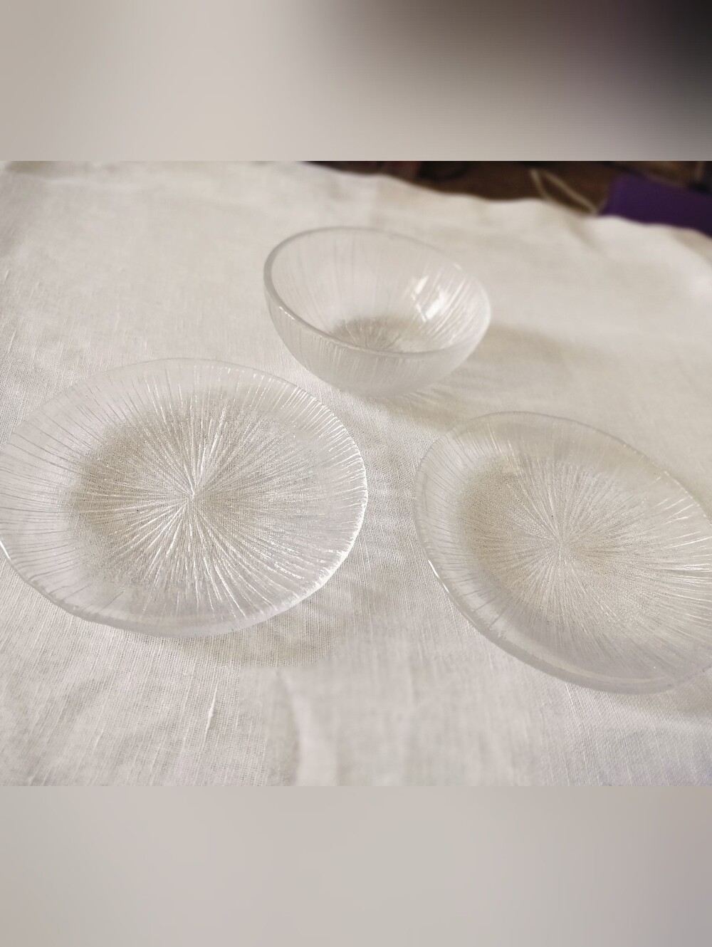 Vintage Sasaki Japan "Rain" (Nagisa) Pressed Glass Plates Set of 2 - Includes...